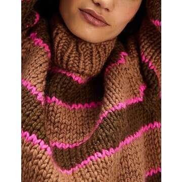 Yeokou Women Stripe Turtleneck Sweater for Cozy Style