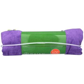 Gaiam Stay Put Yoga Towel Mat Size Yoga Mat Towel (Fits Over Standard Size Yoga Mat - 68"L x 24"W), Purple