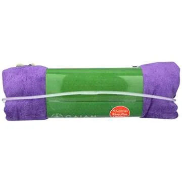 Gaiam Stay Put Yoga Towel Mat Size Yoga Mat Towel (Fits Over Standard Size Yoga Mat - 68"L x 24"W), Purple