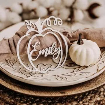 Customized Pumpkin Name Tags for Thanksgiving Table Decor