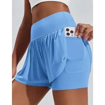 PINSPARK Women's 2 in 1 Flowy Athletic Shorts