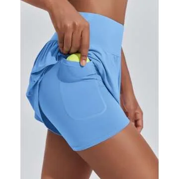 PINSPARK Women's 2 in 1 Flowy Athletic Shorts