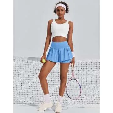 PINSPARK Women's 2 in 1 Flowy Athletic Shorts