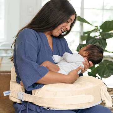 My Brest Friend Super Deluxe Nursing Pillow - Enhanced Comfort & Ergonomic Breastfeeding Pillow for Ultimate Support For Mom & Baby - Adjustable and with Handy Side Pocket, Gold