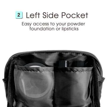 Narwey Small Vegan Leather Makeup Bag for Purse Travel Makeup Pouch Mini Cosmetic Bag for Women (Small, Black)