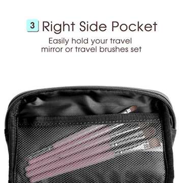 Narwey Small Vegan Leather Makeup Bag for Purse Travel Makeup Pouch Mini Cosmetic Bag for Women (Small, Black)