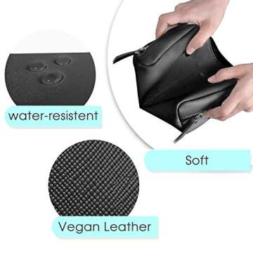 Narwey Small Vegan Leather Makeup Bag for Purse Travel Makeup Pouch Mini Cosmetic Bag for Women (Small, Black)