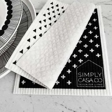 SIMPLYCASA 10 Pack Reusable Swedish Dishcloth, for Kitchen and Household Use Super Absorbency, Made in Sweden, Cellulose Sponge Dish Cloths, Paper Towel Replacement, Plastic-Free Packaging