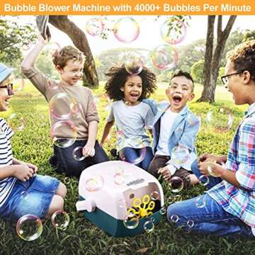 Bubble Machine Portable Durable Bubble Blower Machine with 4000+ Bubbles Per Minute Automatic Bubble Maker Battery Powered for Kids Outdoor and Indoor Birthday Wedding Parties Baby Bubble Toys