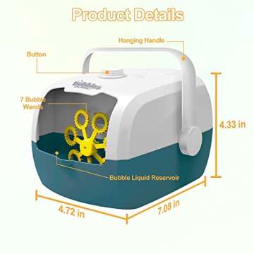 Bubble Machine Portable Durable Bubble Blower Machine with 4000+ Bubbles Per Minute Automatic Bubble Maker Battery Powered for Kids Outdoor and Indoor Birthday Wedding Parties Baby Bubble Toys