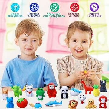 Greentime 32pcs Animal Erasers, Puzzle Toys Erasers Assembly Animals Erasers 3D Mini Erasers Classroom Supplies Desk Buddies Party Favors Games Prize