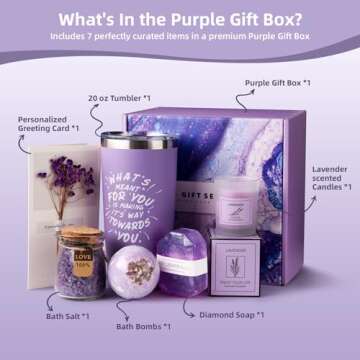 JollaLuna Birthday Gifts for Women, Lavender Bath Relaxing Spa Gift Set Basket Box, Women Birthday Unique Gift Ideas, Christmas Gifts for Mom Wife Girlfriend Daughter Friend Teacher Women Gifts