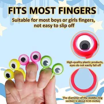 100 PCS Eye Finger Puppets Toys Set, Wiggly Eyeball Finger Puppet Eye On Rings for Kids, Party Favors for Boys Girls
