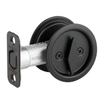 Kwikset 335-514 Round Privacy Pocket Door Lock Iron Black Finish