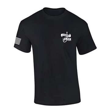 Trenz Shirt Company Men's Christian Shirt Fishers of Men Matthew 4:19 Scripture American Flag Sleeve Graphic Tee - Black - Medium