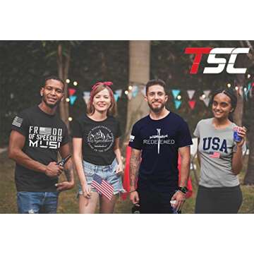 Trenz Shirt Company Men's Christian Shirt Fishers of Men Matthew 4:19 Scripture American Flag Sleeve Graphic Tee - Black - Medium