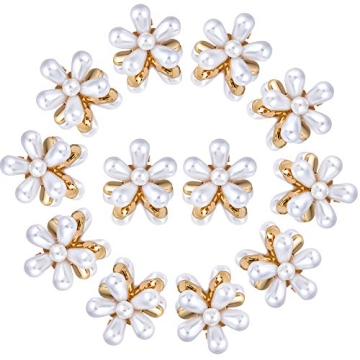PAGOW 12PCS Mini Pearl Claw Clip Set - Elegant Decorative Hair Accessories for Women and Girls