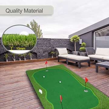 Chriiena Golf Putting Green - Durable Practice Mat for All Levels