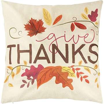 Juvale Set of 4 Thanksgiving Throw Pillow Covers with Seasonal Fall Quotes, 4 Autumn Designs (17 x 17 in)