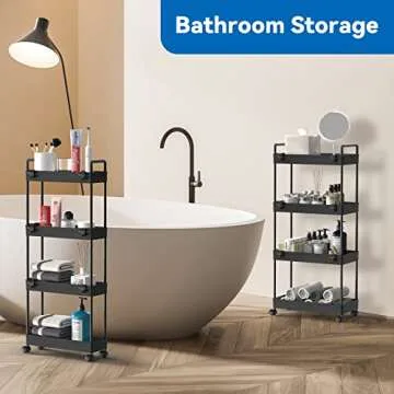 Compact 2 Pack 4 Tier Slim Storage Cart for Versatile Organization