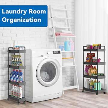 Compact 2 Pack 4 Tier Slim Storage Cart for Versatile Organization