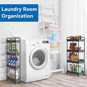 Compact 2 Pack 4 Tier Slim Storage Cart for Versatile Organization