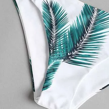 ZAFUL Women's Leaf Print Padded Bikini Set in Yellow