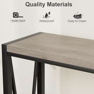 GarveeHome Console Table, 2-Tier Entryway Table with Storage, Narrow Sofa Table with V Design, 43" Industrial Console Table for Entryway, Living Room, Hallway, Foyer, Corridor, Office