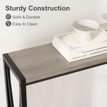 GarveeHome Console Table, 2-Tier Entryway Table with Storage, Narrow Sofa Table with V Design, 43" Industrial Console Table for Entryway, Living Room, Hallway, Foyer, Corridor, Office