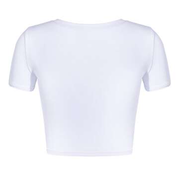 Artivaly Women Slim Fit Basic Round Neck Short Sleeve Y2K Cute Yoga Crop Top Workout Shirts White