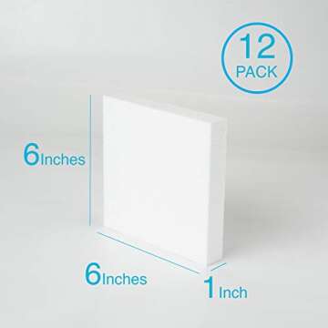 Silverlake Craft Foam Squares - American-Made Hard Foam - 12-Pack 6x6x1 EPS Boards for Crafting, Teaching & Small Business