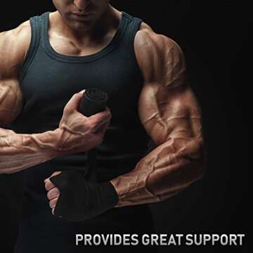 Lingito Elastic Professional 180-inch Hand Wraps for Boxing, Kickboxing & MMA | Elastic Wrist Support for Muay Thai Training | Gym Essentials for Men & Women | 1 Pair