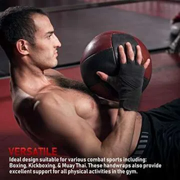 Lingito Elastic Professional 180-inch Hand Wraps for Boxing, Kickboxing & MMA | Elastic Wrist Support for Muay Thai Training | Gym Essentials for Men & Women | 1 Pair