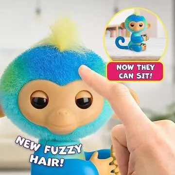 Fingerlings 2023 NEW Interactive Baby Monkey Reacts to Touch – 70+ Sounds & Reactions – Leo (Blue)