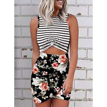 FIYOTE Womens Summer Sleeveless Bodycon Dresses Tropical Beach Vacation Outfits Mini Dress for Ladie...