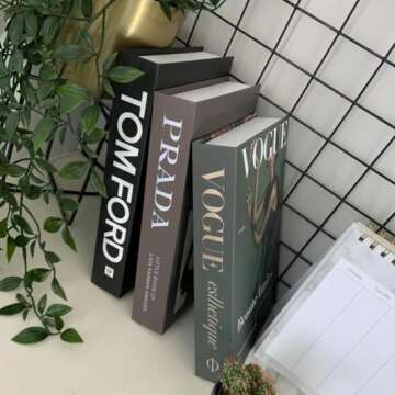 Decorative Books Fake Fashion Prop Décor for Elegant Refined Homes – Non-Openable Designer Living Space Decoration with No Pages Faux Office Decor Bookshelf Simply Aesthetic (T Ford)