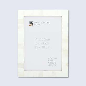 Handicrafts Home 5x7 Picture Frames - Vintage Style Wall Hanging & Desk Decor – Farmhouse Photo Frames Ideal for Living Room Office & Home Decor Picture Frame for Family Pictures & Wall Decor, White