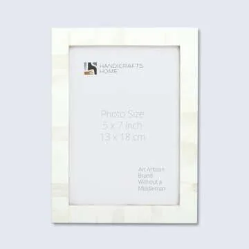 Handicrafts Home 5x7 Picture Frames - Vintage Style Wall Hanging & Desk Decor – Farmhouse Photo Frames Ideal for Living Room Office & Home Decor Picture Frame for Family Pictures & Wall Decor, White