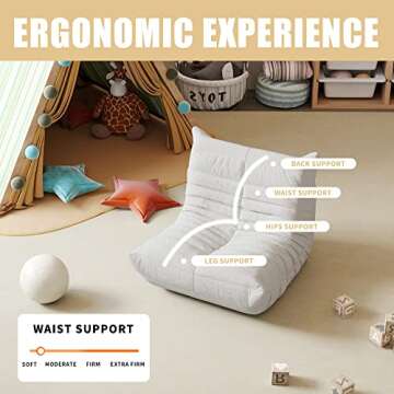 JACH 24" Kid Sofa Toddler Couch, Accent Baby Kid Chair for Toddlers, Teddy Velvet Recliner Floor Sofas for Living Room Bedroom, Beige