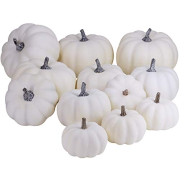 Harvest White Artificial Pumpkins Set for Fall Decor