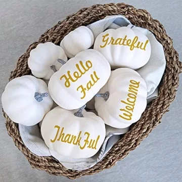 Harvest White Artificial Pumpkins Set for Fall Decor