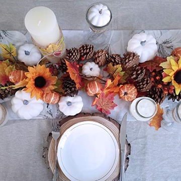 Harvest White Artificial Pumpkins Set for Fall Decor