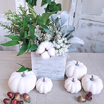 Harvest White Artificial Pumpkins Set for Fall Decor