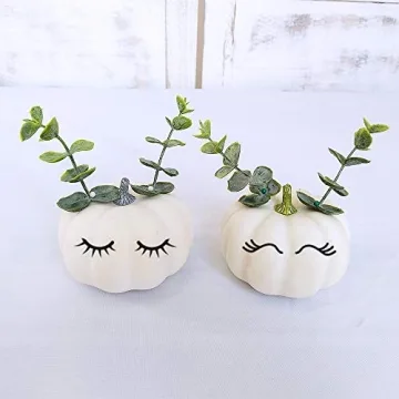 Harvest White Artificial Pumpkins Set for Fall Decor