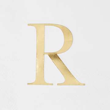 Gold Foil Initial R Monogram Napkins for Events