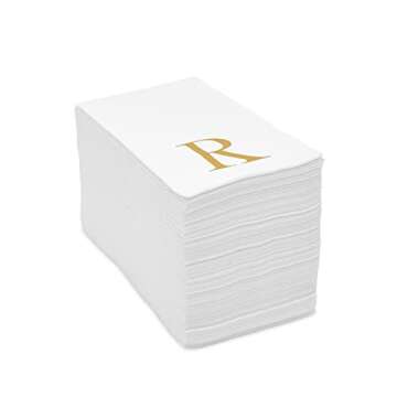 Gold Foil Initial R Monogram Napkins for Events