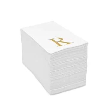 Gold Foil Initial R Monogram Napkins for Events