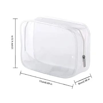 5 Pack Clear Plastic Zippered Toiletry Bag for Travel