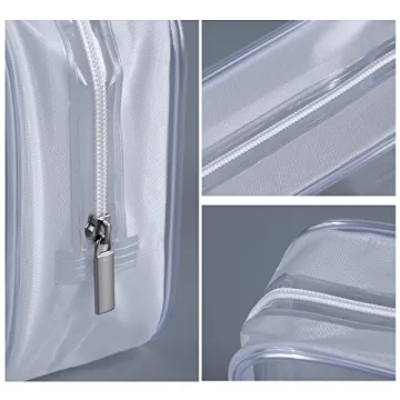 5 Pack Clear Plastic Zippered Toiletry Bag for Travel