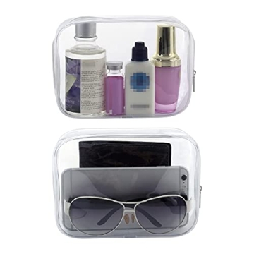 5 Pack Clear Plastic Zippered Toiletry Bag for Travel